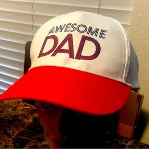Awesome Dad Men’s White Red Baseball Hats Size Adjustable